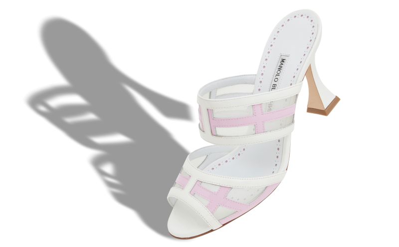 Avespamu, White and Purple Patent Leather Mules - US$597.00