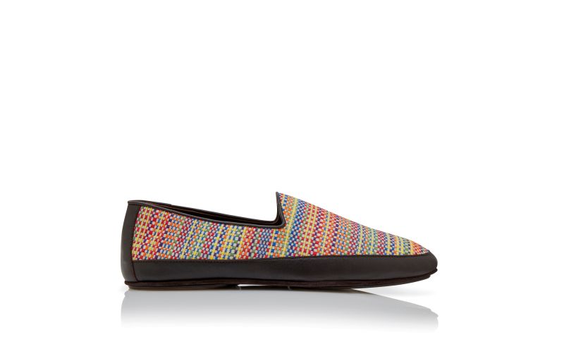 Side view of Antinous, Multicoloured Cotton Embroidered Slippers - CA$448.00