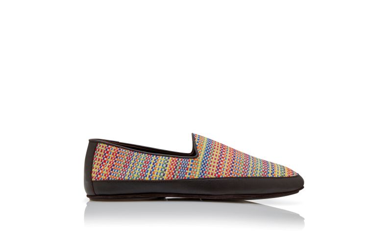 Side view of Antinous, Multicoloured Cotton Embroidered Slippers - €645.00