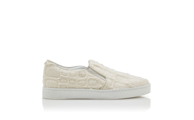 Side view of Nadora, Ivory Wool Textured Slip On Sneakers - AU$1,355.00
