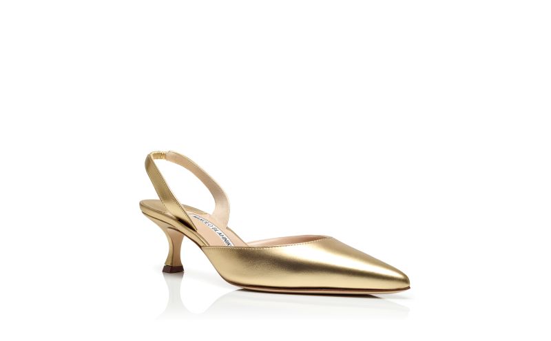 Carolyne 50, Gold Nappa Leather Slingback Pumps - US$795.00