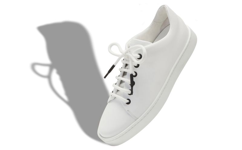 Semanada, White Calf Leather Low Cut Sneakers - AU$1,035.00