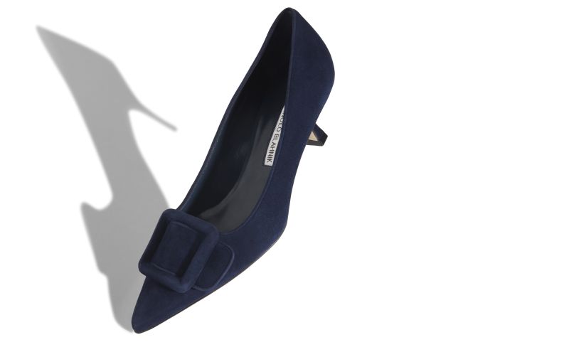 Maysalepump 50, Navy Blue Suede Buckle Detail Pumps - €745.00