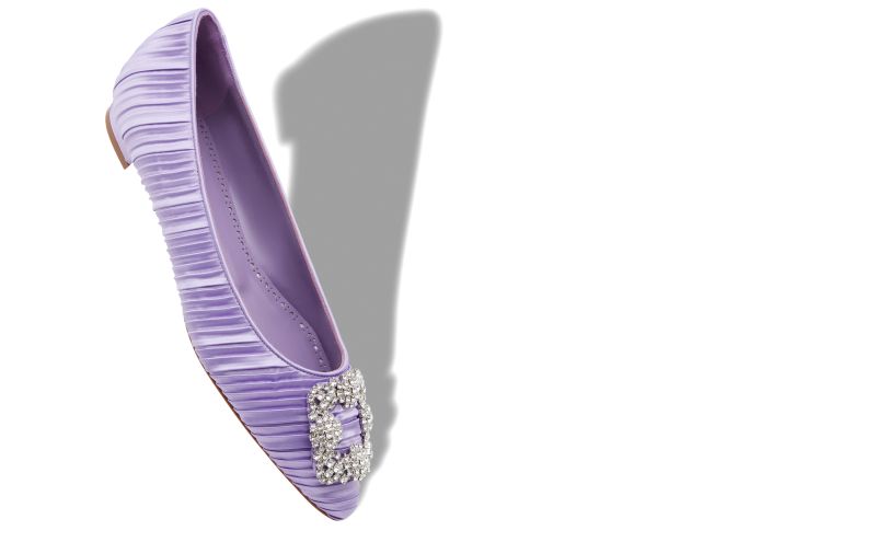 Hangisiflat, Purple Satin Jewel Buckle Flat Pumps - AU$1,203.00 