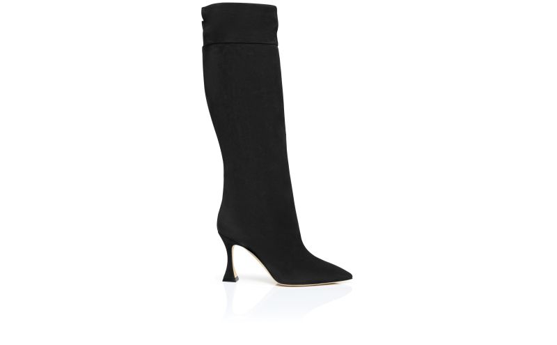 Side view of Miralonepla, Black Suede Knee High Boots  - US$1,550.00