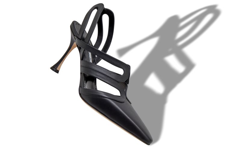 Achikata, Black Calf Leather Slingback Pumps - US$618.00 