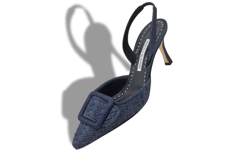 Maysli, Dark Blue Chambray Slingback Pumps - US$1,045.00