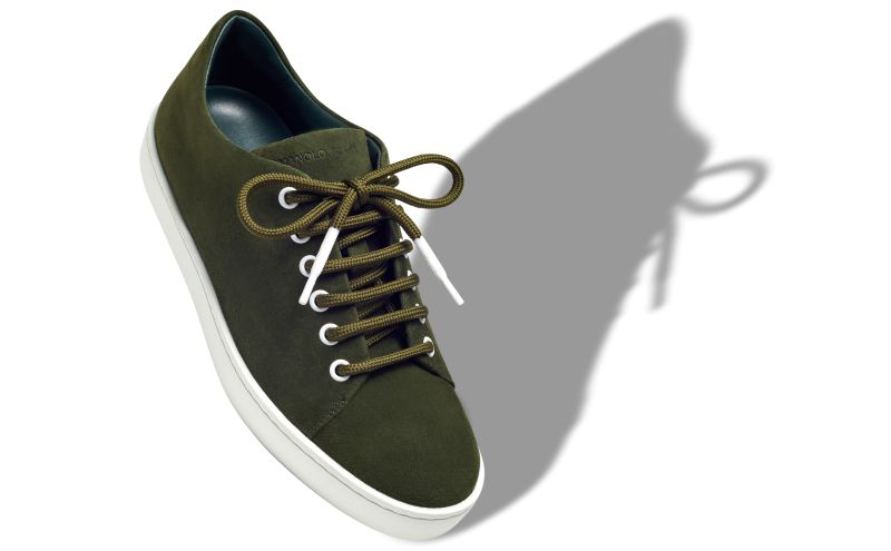 Semanada, Dark Green Suede Low Cut Sneakers - US$695.00 