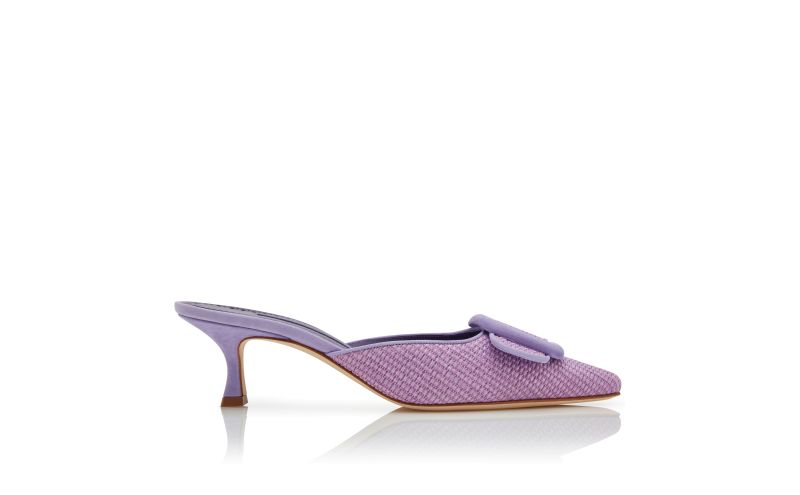 Side view of Maysalebi, Purple Raffia Buckle Detail Mules - AU$718.00