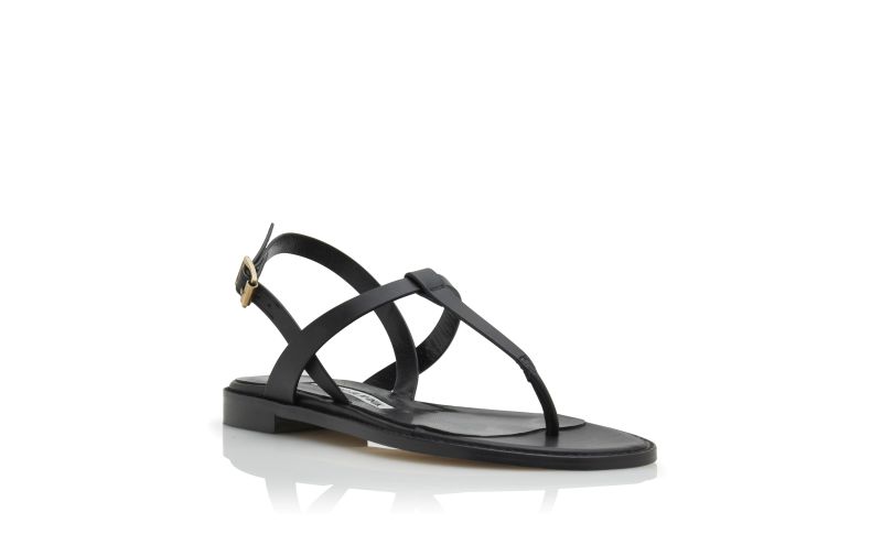 Hata, Black Calf Leather Flat Sandals - €695.00