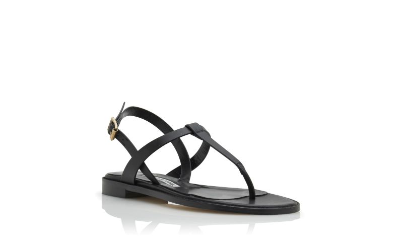 Hata, Black Calf Leather Flat Sandals - £595.00