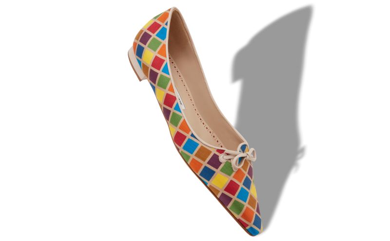 Esmaa, Multicoloured Silk Ballerina Flats  - US$498.00 
