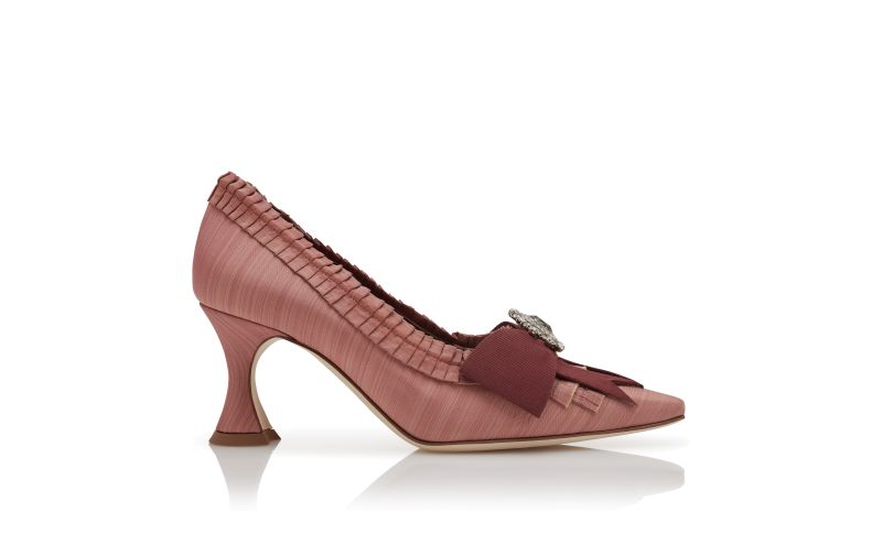 Side view of Valoisette, Pink Silk Bow Detail Pumps - €1,345.00