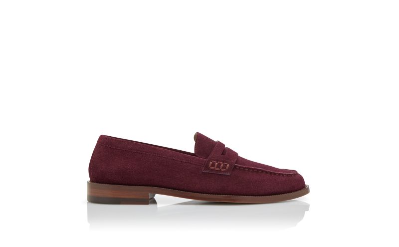 Side view of Perry, Dark Purple Suede Penny Loafers  - CA$673.00