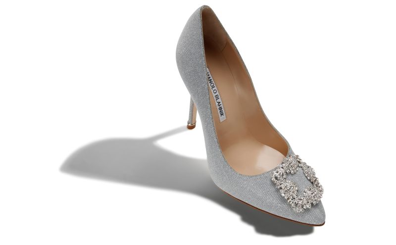 Hangisi glitter, Silver Glitter Jewel Buckle Pumps - CA$1,595.00