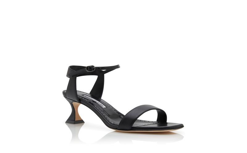 Begasan, Black Nappa Leather Ankle Strap Sandals  - £675.00