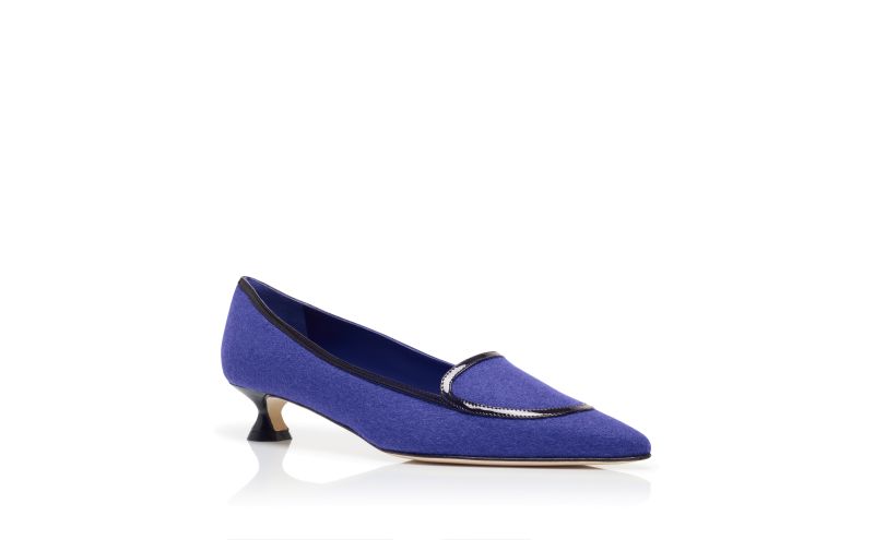 Rufo, Blue Wool Pointed Toe Pumps - US$537.00