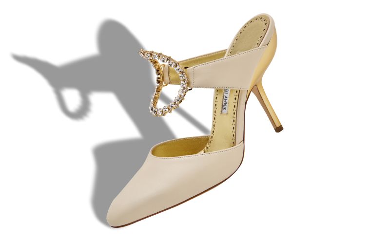 Dossa, Light Cream and Gold Nappa Leather Mules - US$825.00