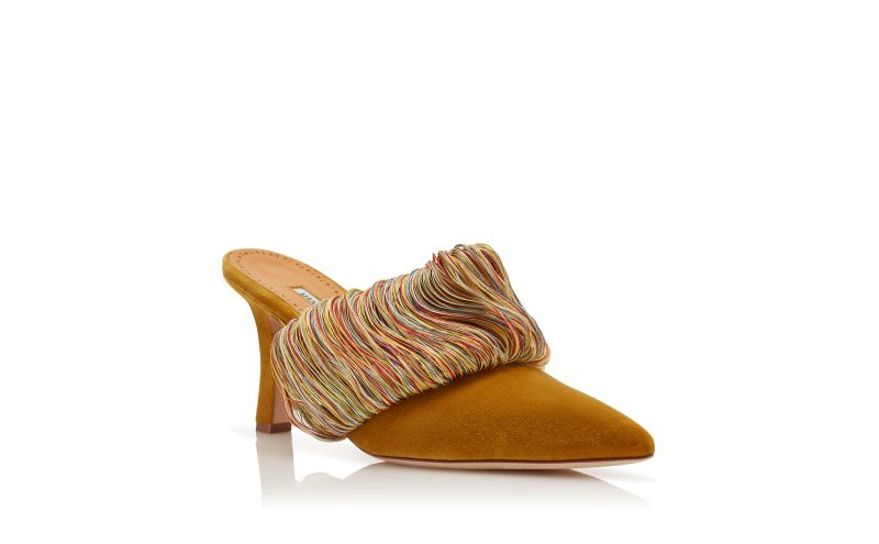 Caldean, Gold Velvet Fringe Detail Mules - AU$1,425.00