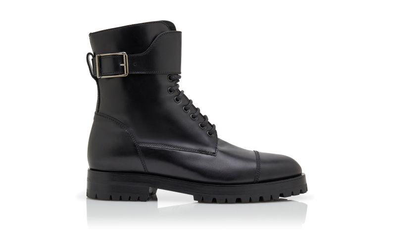 Side view of Buloko, Black Calf Leather Ankle Boots - CA$1,038.00