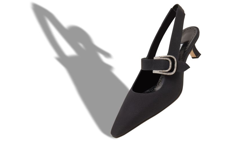 Curtius, Black Crepe De Chine Slingback Pumps - US$1,250.00