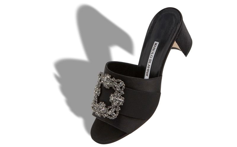 Martanew, Black Satin Jewel Buckle Mules - £845.00