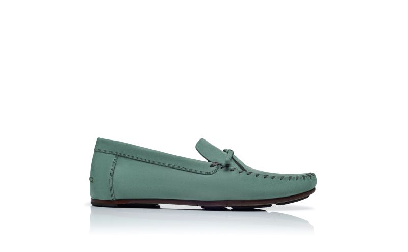 Side view of Gargano, Dark Green Calf Leather Slippers - US$1,025.00