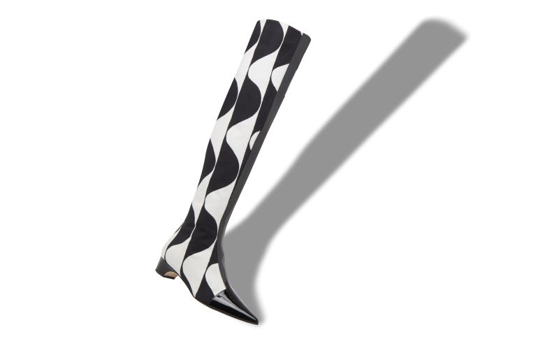 Porreta, Black and White Canvas Graphic Print Boots - £1,025.00 