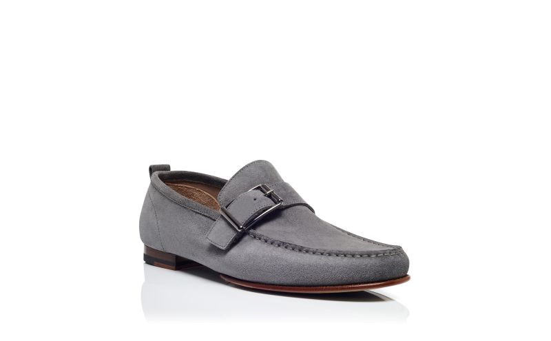 Lerici, Grey Suede Buckle Slippers - US$538.00
