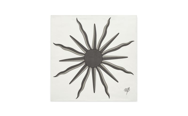 Side view of Sun, Ivory and Grey Silk Sunburst Pocket Square - £50.00