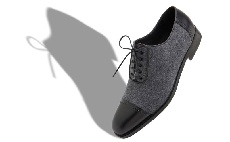 Manolo, Black and Dark Grey Wool Lace Up Shoes - £725.00