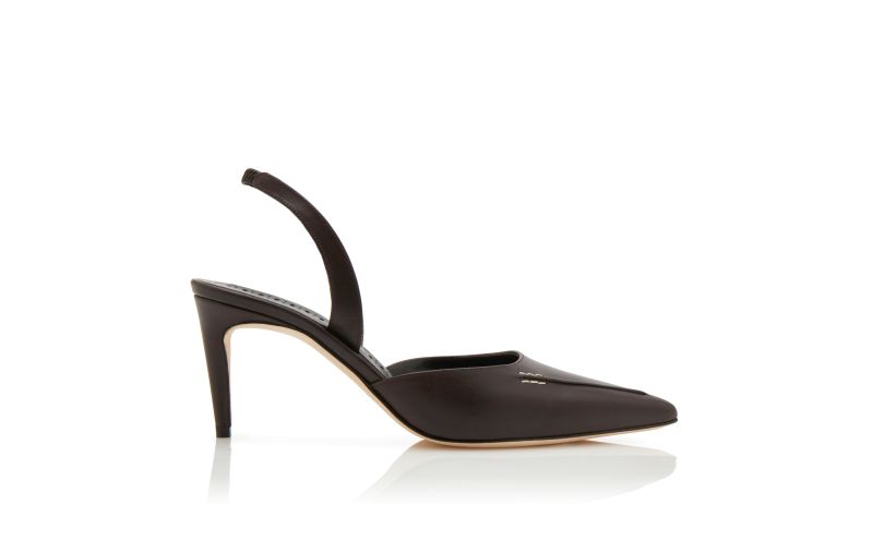 Side view of Homerasli, Dark Brown Calf Leather Slingback Pumps - £695.00