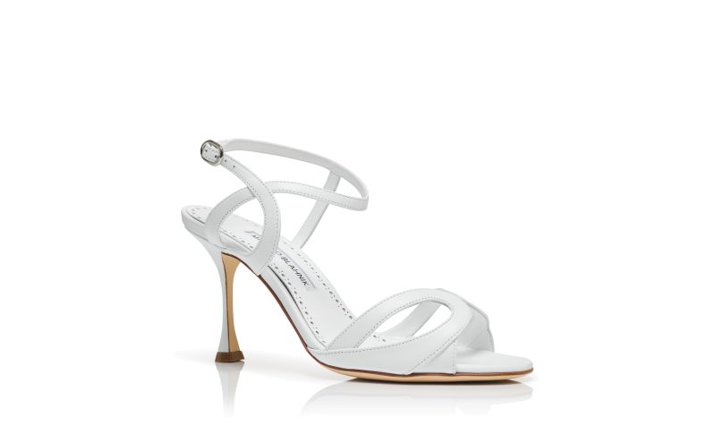 Elfajrsan, White Calf Leather Ankle Strap Sandals - US$458.00