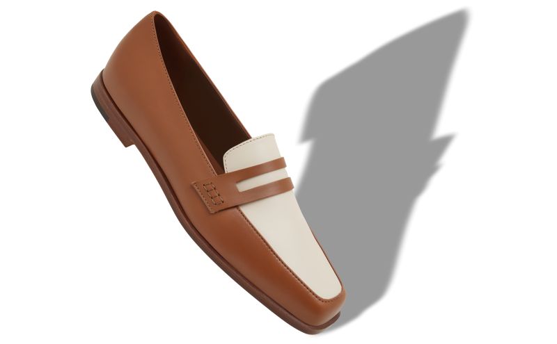 Polonoff, Brown and Cream Calf Leather Loafers - CA$1,385.00 