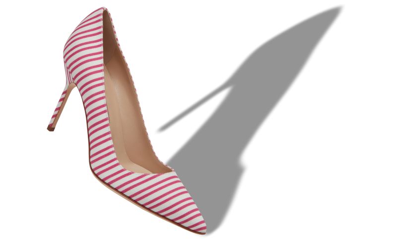 Bb 90, Pink Cotton Striped Pointed Toe Pumps  - CA$945.00 