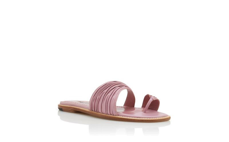 Tibo, Pink Nappa Leather Gathered Flat Sandals - CA$965.00