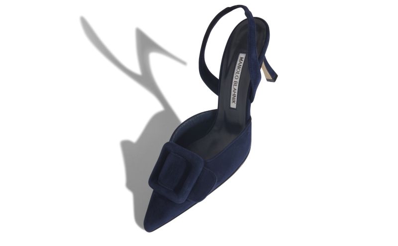 Maysli, Navy Blue Suede Slingback Pumps - €745.00