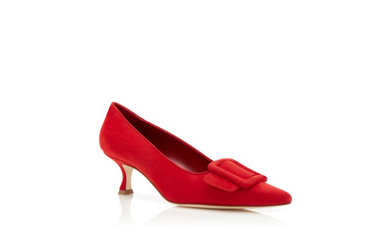 Maysalepump 50, Red Suede Buckle Detail Pumps - €745.00