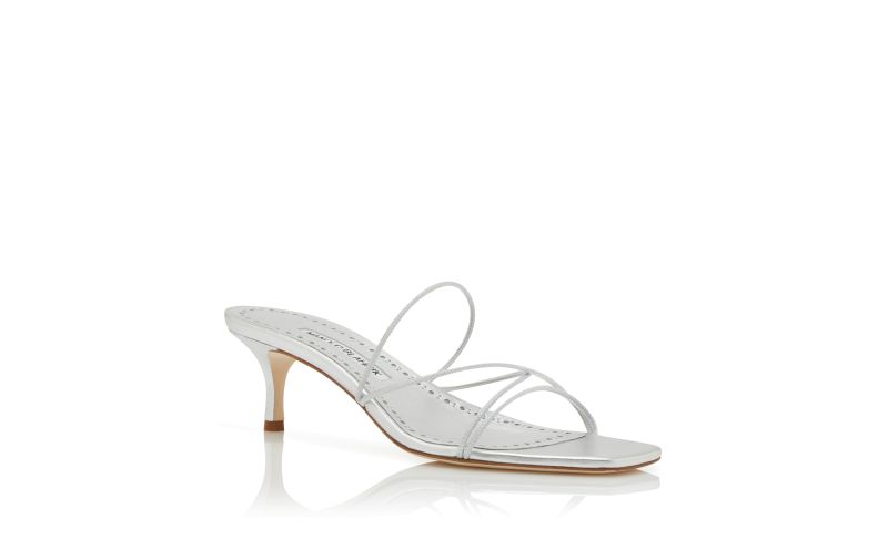 Ninfemu, Silver Nappa Leather Open Toe Mules - CA$835.00