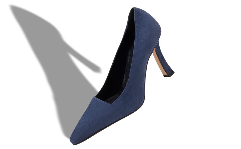 Moira, Navy Blue Suede Square Cut Pumps - €750.00
