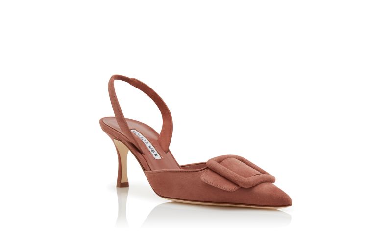 Maysli, Brown Suede Buckle Detail Slingback Pumps - £745.00