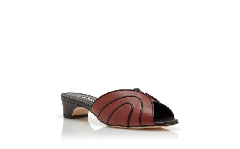 Nikabo, Brown Nappa Leather Open Toe Mules - £765.00