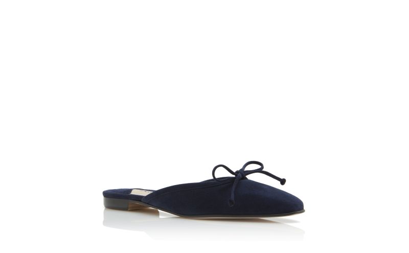 Ballerimu, Navy Blue Suede Flat Mules - AU$1,145.00