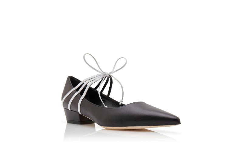 Boman, Black and White Nappa Leather Lace-Up Pumps  - AU$1,485.00