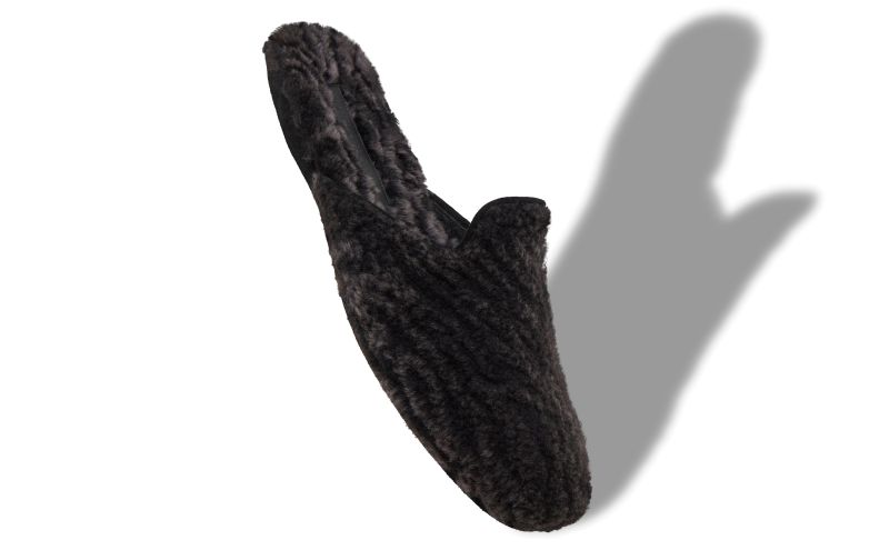 Designer Black Shearling Slippers