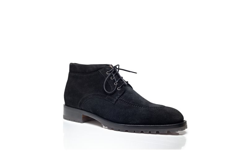 Nekos, Black Suede Lace Up Ankle Boots - US$498.00