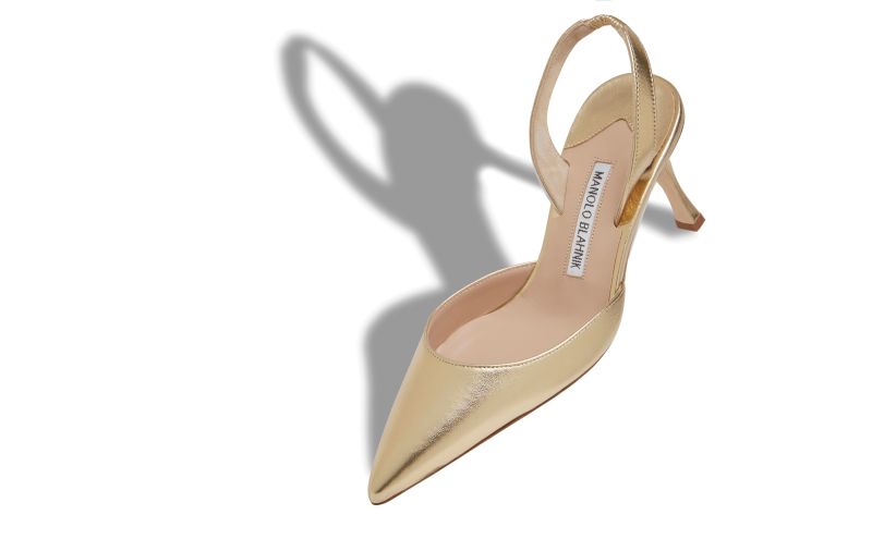 Carolyne 70, Gold Nappa Leather Slingback Pumps - US$795.00