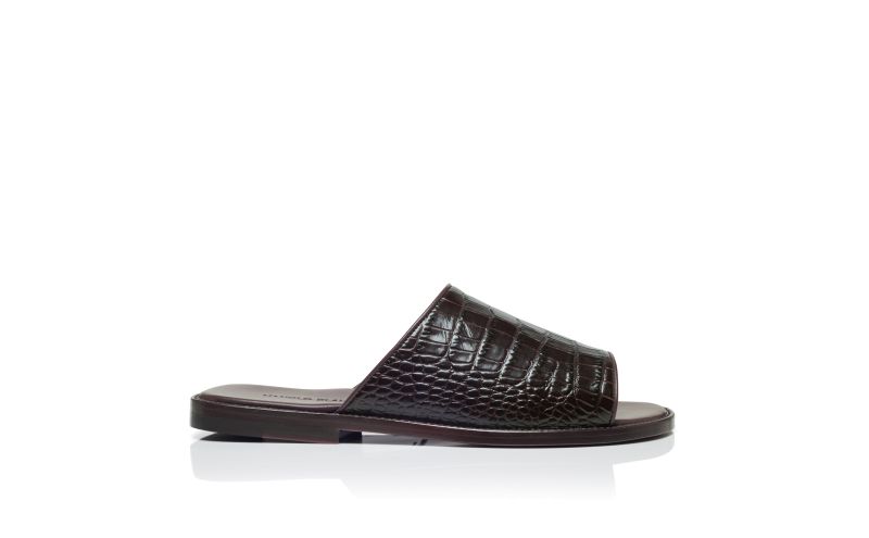 Side view of Vespasio, Dark Brown Calf Leather Sandals - US$398.00