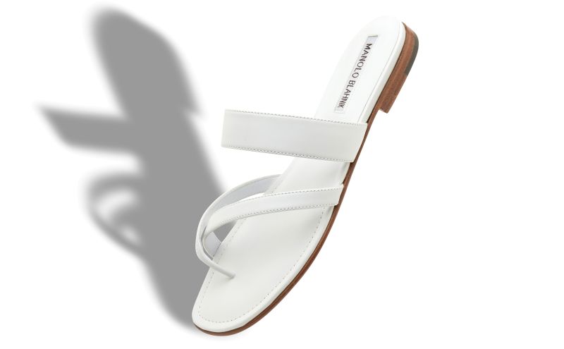 Susa, White Calf Leather Flat Sandals - AU$1,255.00