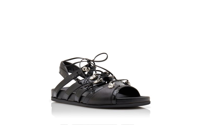 Blaxo, Black Nappa Leather Lace-Up Sandals - AU$1,735.00